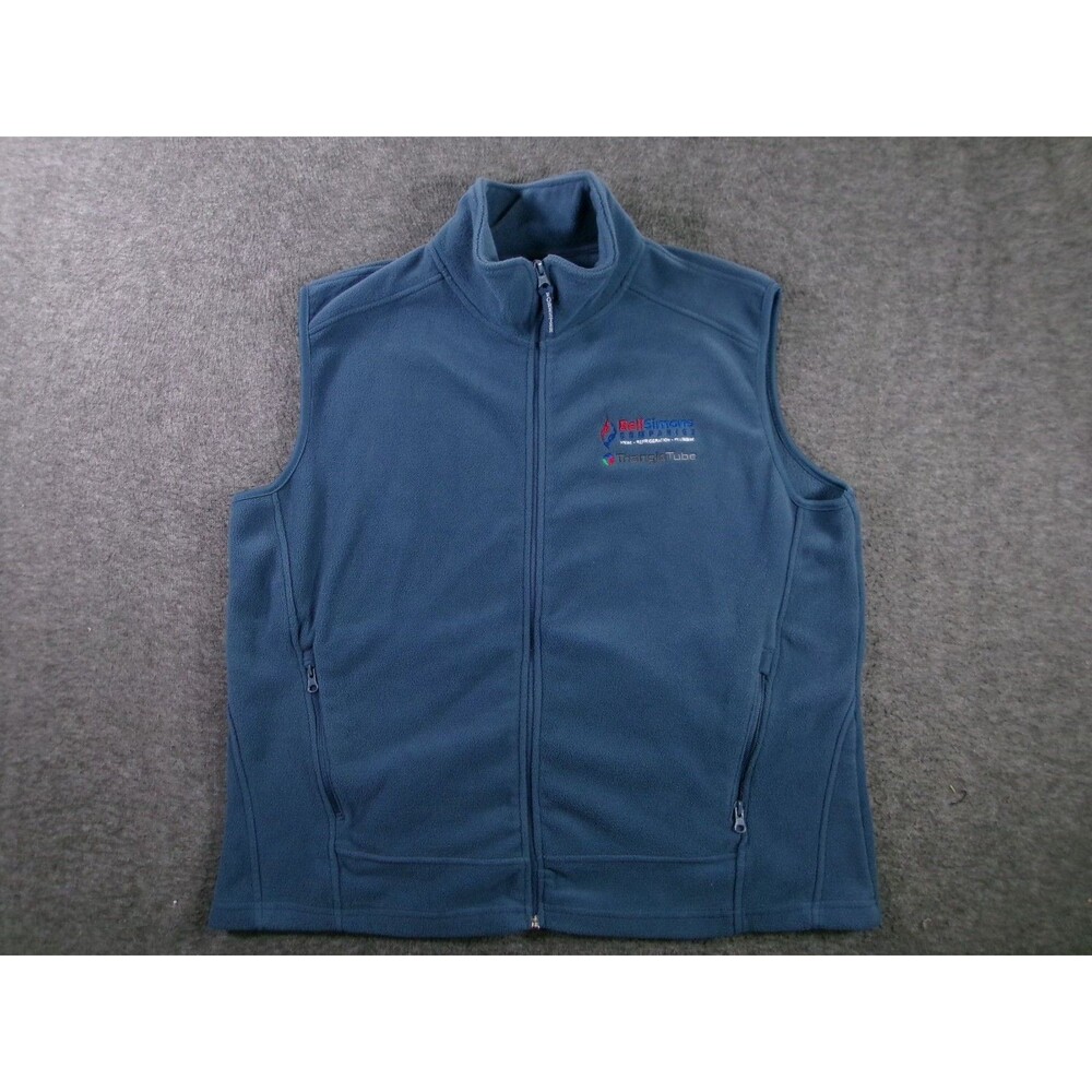 Forester Fleece Vest Mens L Blue Full Zip Embroidered BellSimons TriangleTube